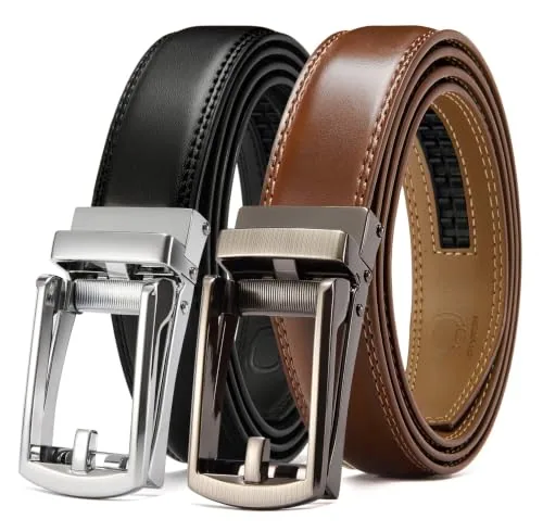 Leather Ratchet Belt, 32 mm (Black, 36″ to 42″ waist)