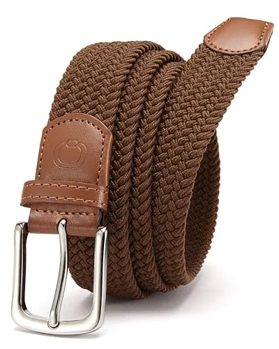 Elastic Stretch Belt (Brown, 34″ to 38″ waist)