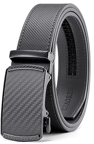Leather Ratchet Belt, 35 mm (Grey, 36″ to 42″ waist)