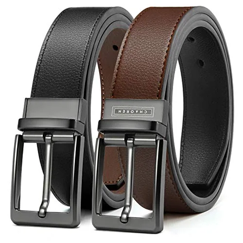 Leather Reversible Belt (Black, 32″ to 34″ waist)