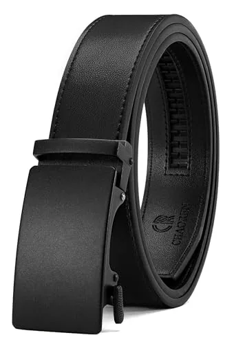 Leather Ratchet Belt, 35 mm (Black, 26″ to 30″ waist)