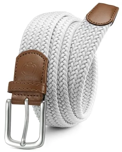 Elastic Stretch Belt (White, 30″ to 34″ waist)