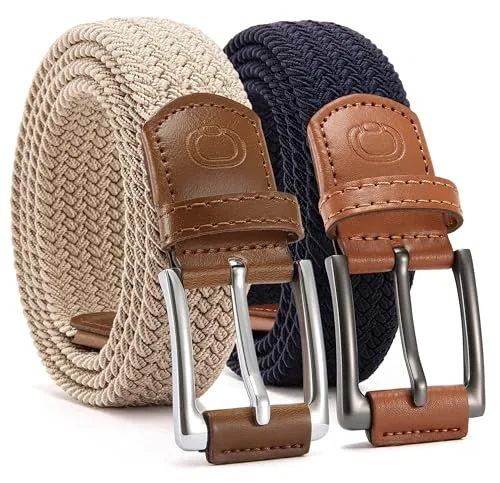 Elastic Stretch Belt (Navy, 30″ to 34″ waist, 2 pack)