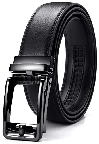 Leather Ratchet Belt, 35 mm (32″ to 38″ waist, gunmetal buckle)