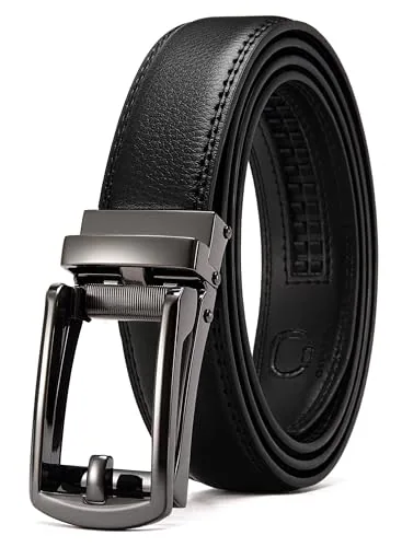 Leather Ratchet Belt, 32 mm (36″ to 42″ waist, gunmetal buckle)