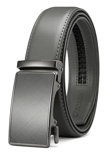 Leather Ratchet Belt, 35 mm (Grey, 32″ to 38″ waist)