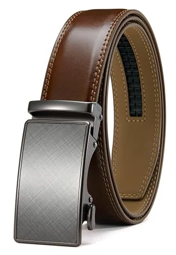Leather Ratchet Belt, 35 mm (Brown, 42″ to 48″ waist)