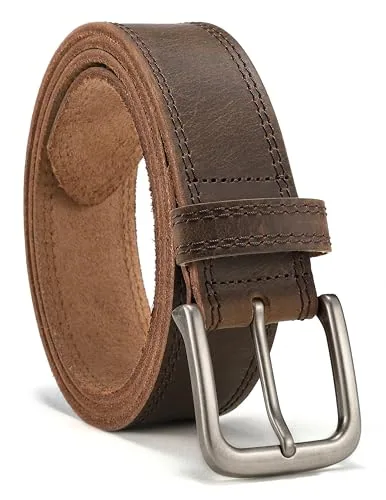 Full-grain Casual Belt (Dark Brown / Distressed Silver)